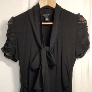 White House Black Market Black Bow Blouse